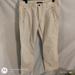 John Varvatos Cream Chinos with Textured Fabric and Relaxed Fit